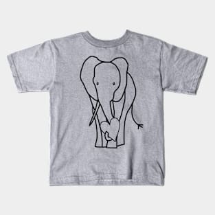 Big Animals Elephant with Heart Outline for Valentines Day Graphic Kids T-Shirt